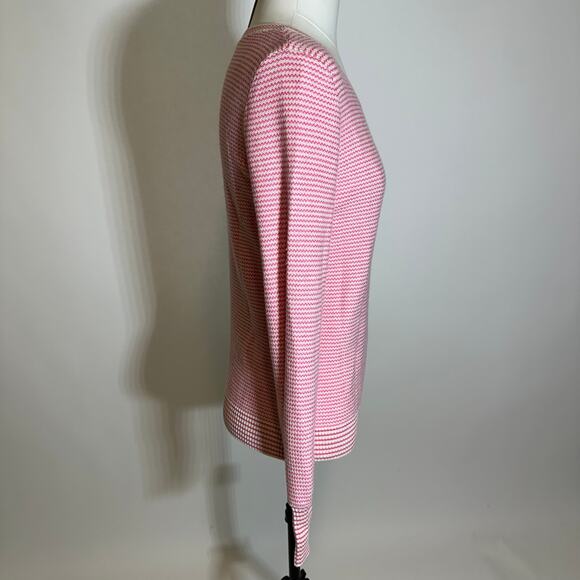 NWT Talbots Pink/White Chevron Stripe Knit Sweater Womens Size XS Balloon Sleeve - Picture 3 of 9